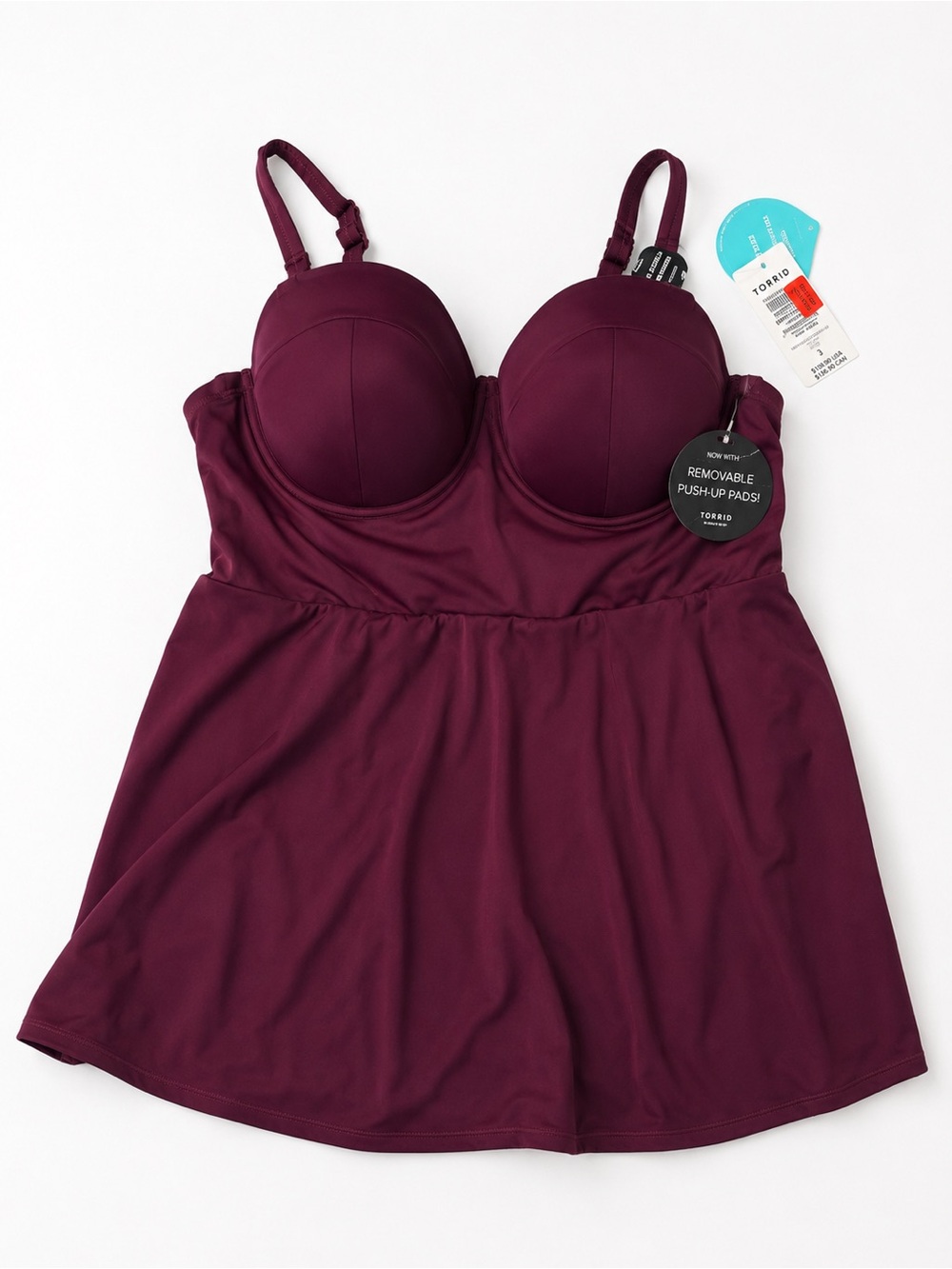 torrid Plum Underwire Swimdress with Removable Pads